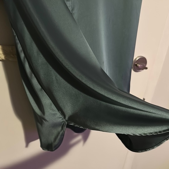 PLEIONE | Anthropologie Dusty Blue Long Sleeve Polo Satin Blouse - Picture 7 of 13